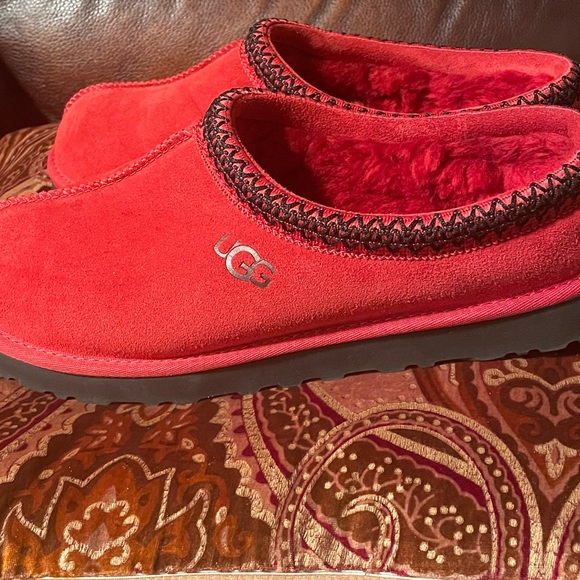 ***SOLD**UGG Tasman Mens Size 12 Samba Red Suede Comfort Slip On - Picture 3 of 14